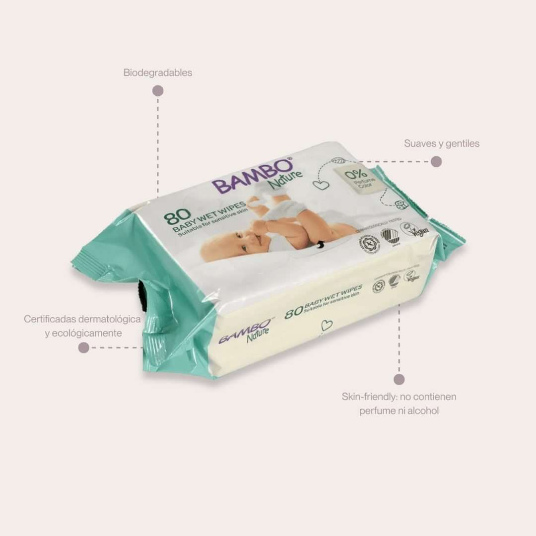 Bambo Nature Toallitas Húmedas Single Pack 80 Unds - Imagen 4