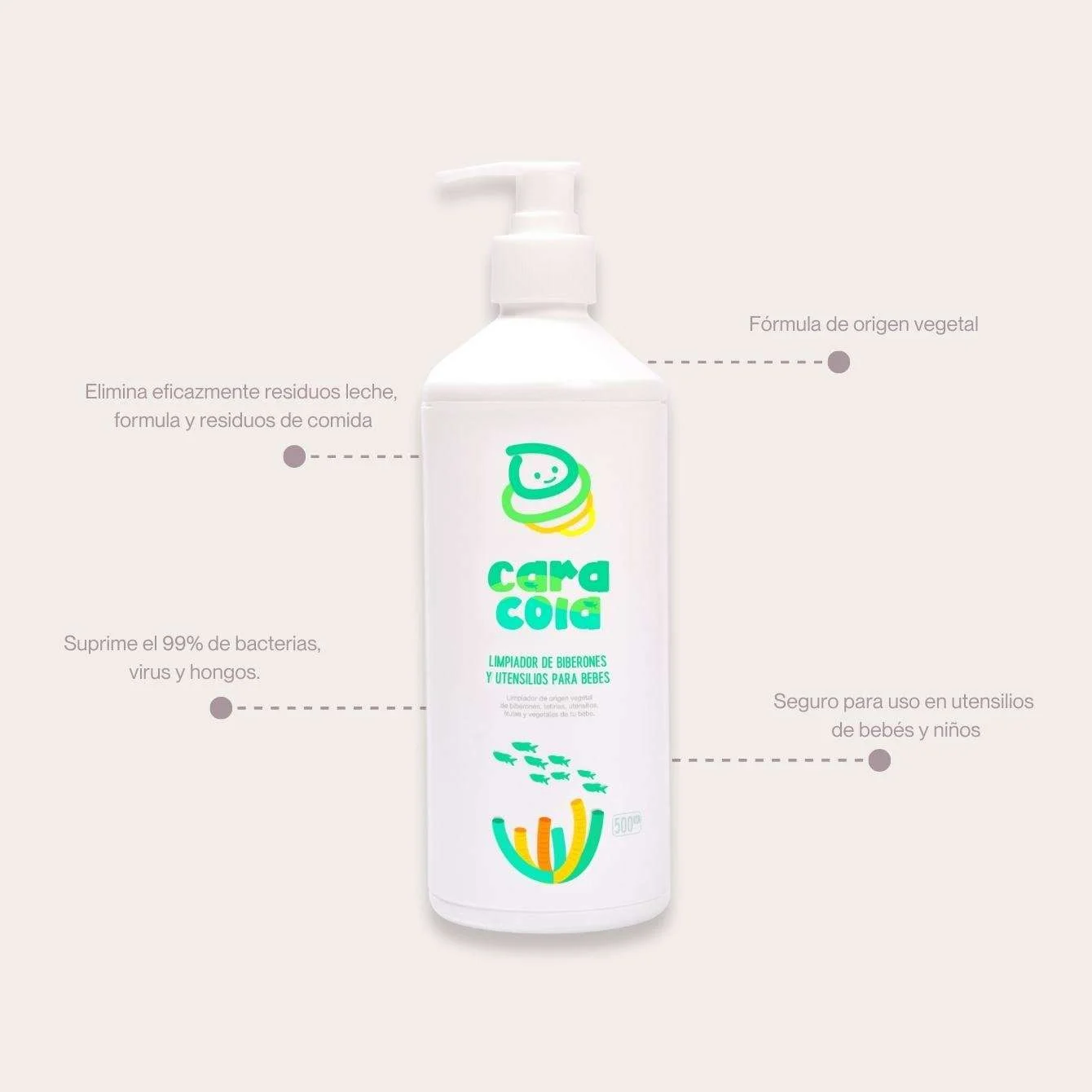 Caracola Limpiador De Biberones Y Utensilios Para Bebes 500ml - Imagen 2