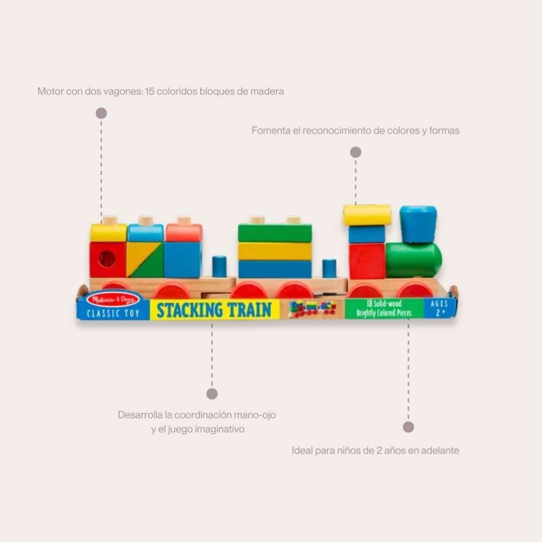 Melissa & Doug Tren Apilable de Madera de Colores - Imagen 3
