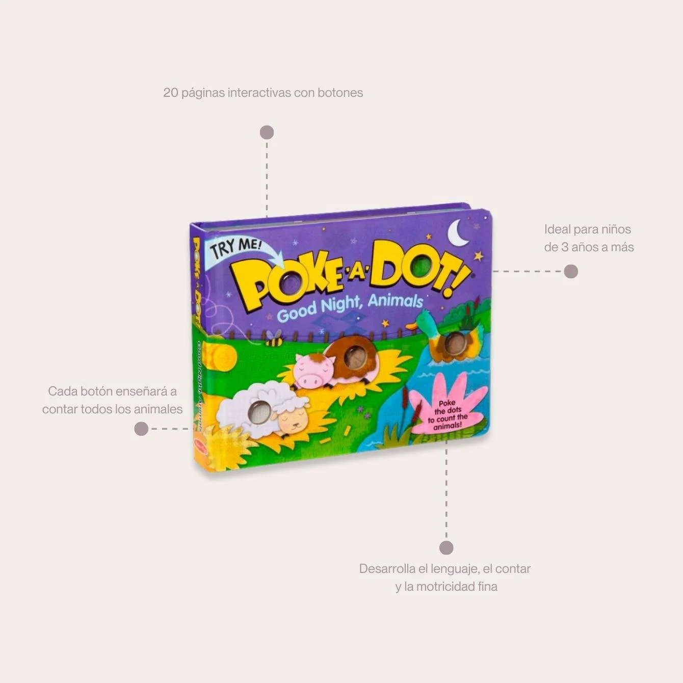 Melissa & Doug Libro Poke a Dot Buenas Noches Amigos Animales - Imagen 3