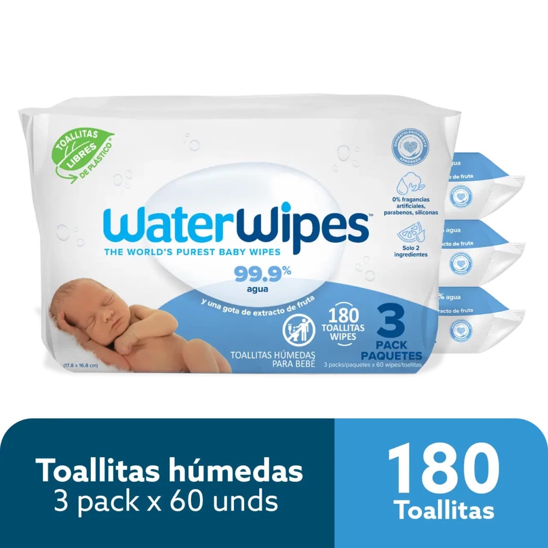 WaterWipes Toallitas Húmedas Tripack 180 Toallitas 3 Pack x 60 Unds