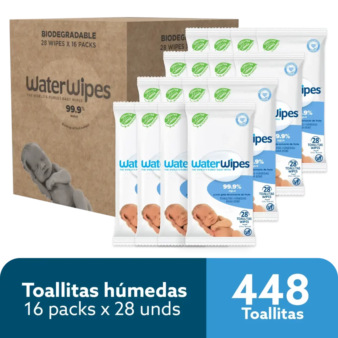 WaterWipes Toallitas Húmedas Travel Pack 448 Toallitas 16 Pack x 28 Unds