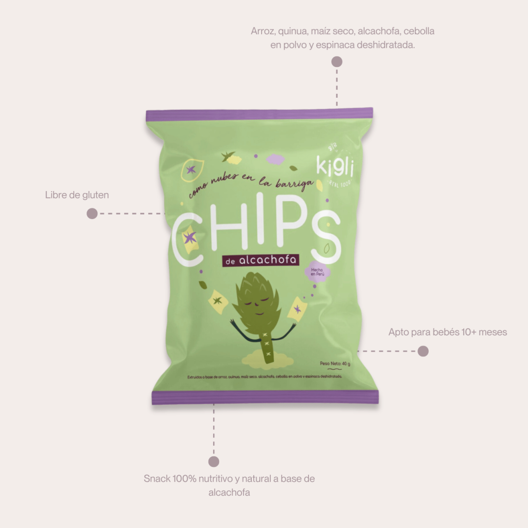 Kigli Snacks Espinaca, Zanahoria, Mix, Finas Hierbas, Alcachofa y Chocolúcuma 24 Unds x 40grs - Imagen 4