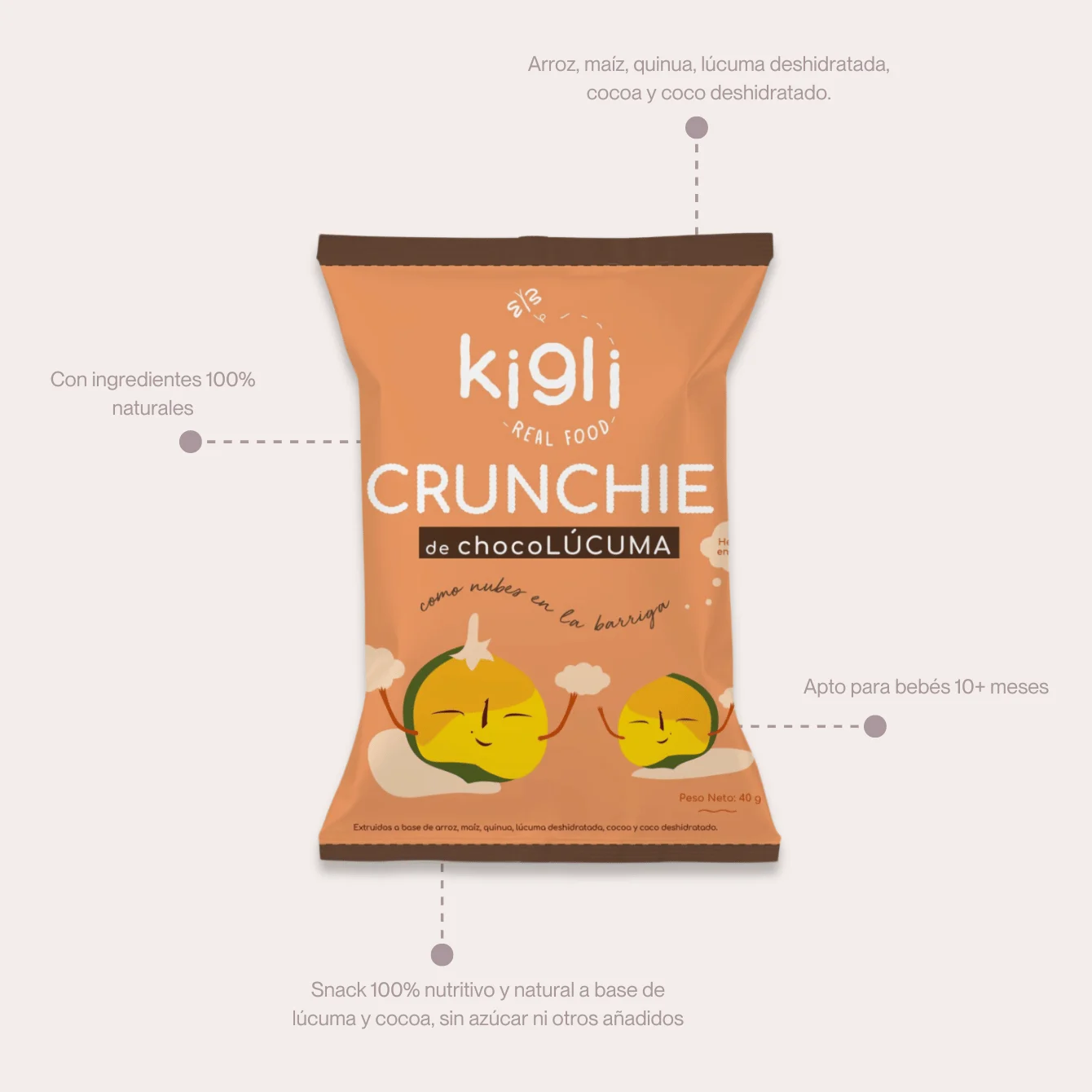 Kigli Snacks Espinaca, Zanahoria, Mix, Finas Hierbas, Alcachofa y Chocolúcuma 24 Unds x 40grs - Imagen 3
