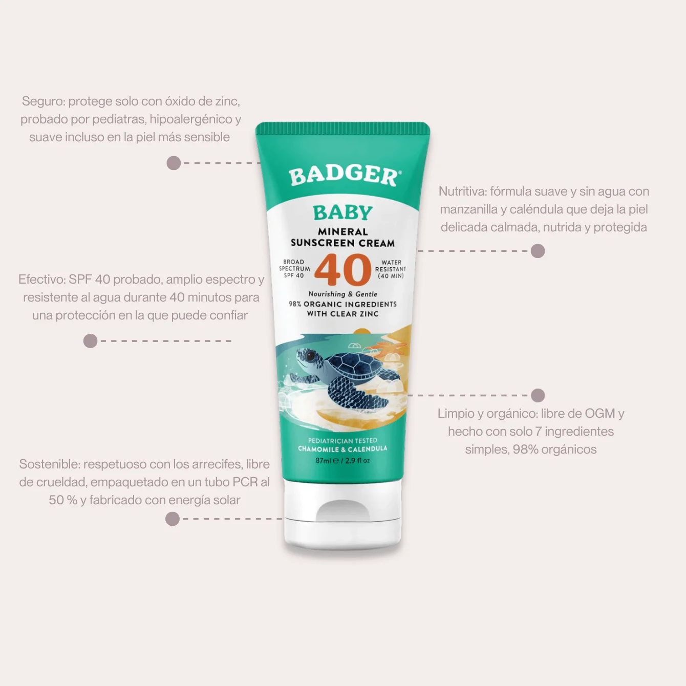 Badger Protector Solar Baby Orgánico y Natural SPF 40 - Imagen 3