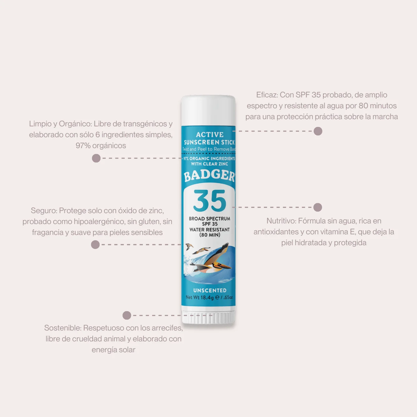 Badger Protector Solar Orgánico y Natural en Barra SPF 35 - Imagen 3
