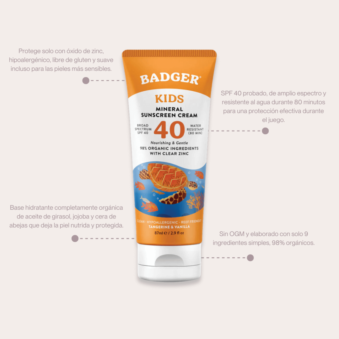 Badger Protector Solar Kids Orgánico y Natural SPF 40 - Imagen 3