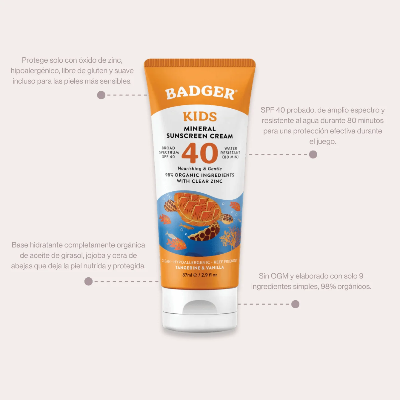 Badger Protector Solar Kids Orgánico y Natural SPF 40 - Imagen 3