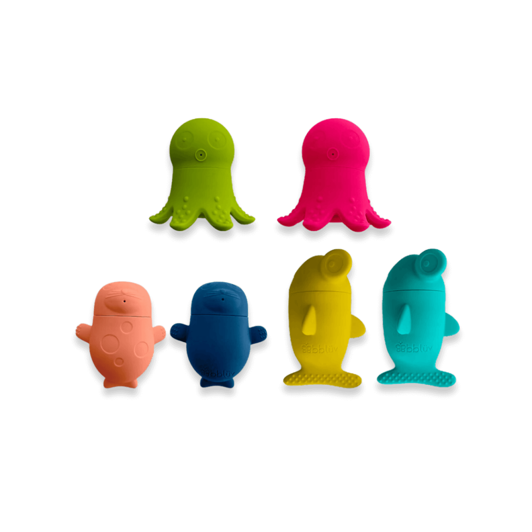 Bbluv Büddies Juguetes de Baño de Silicona Combinables