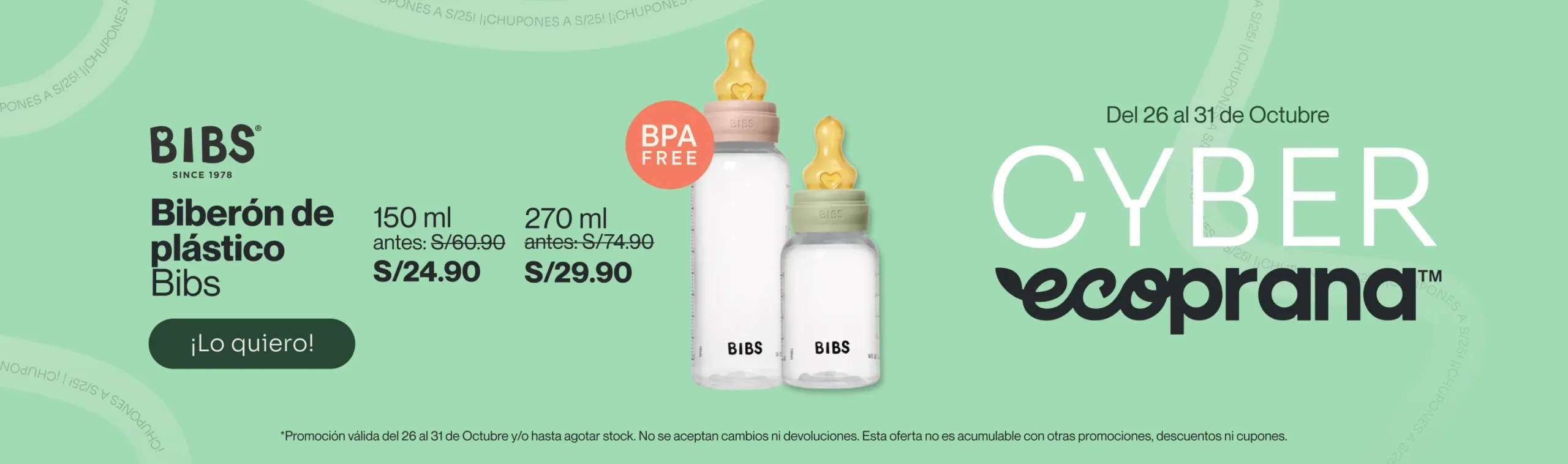 Bibs Set Completo Biberón de Plástico Libre de BPA Látex