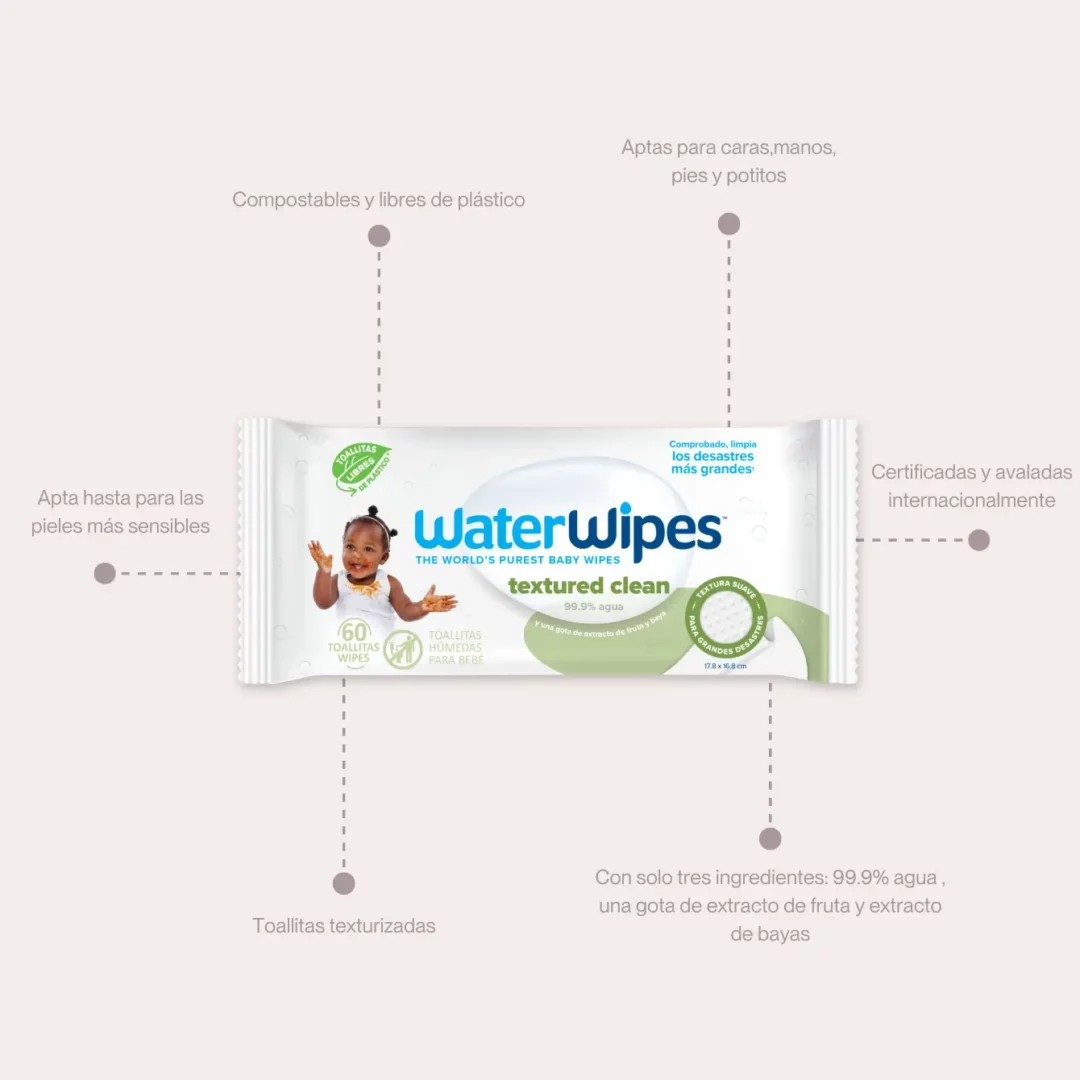 WaterWipes Toallitas Húmedas Textured Clean Single Pack x 60 Unds - Imagen 3