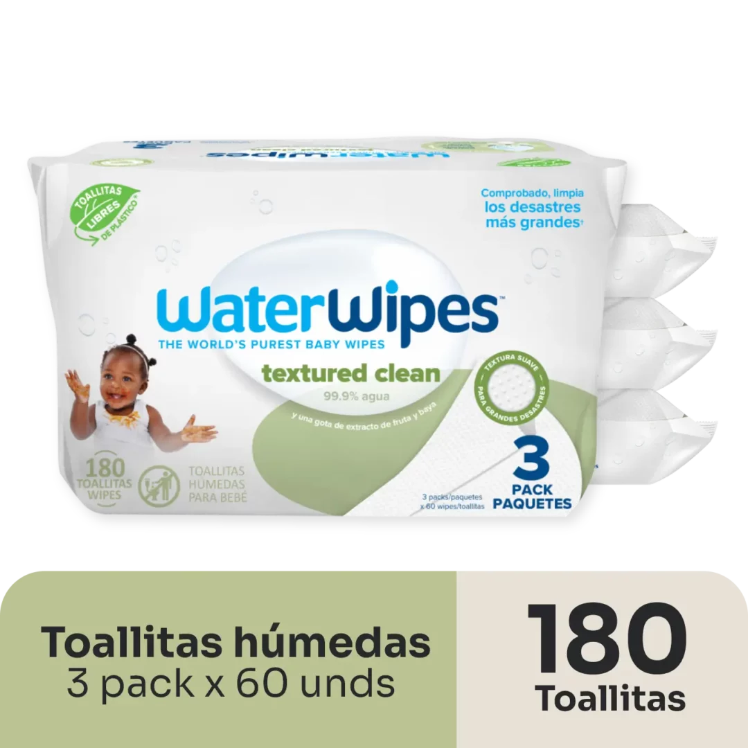 WaterWipes Toallitas Húmedas Textured Clean Tripack 180 Toallitas 3 Pack x 60 Unds