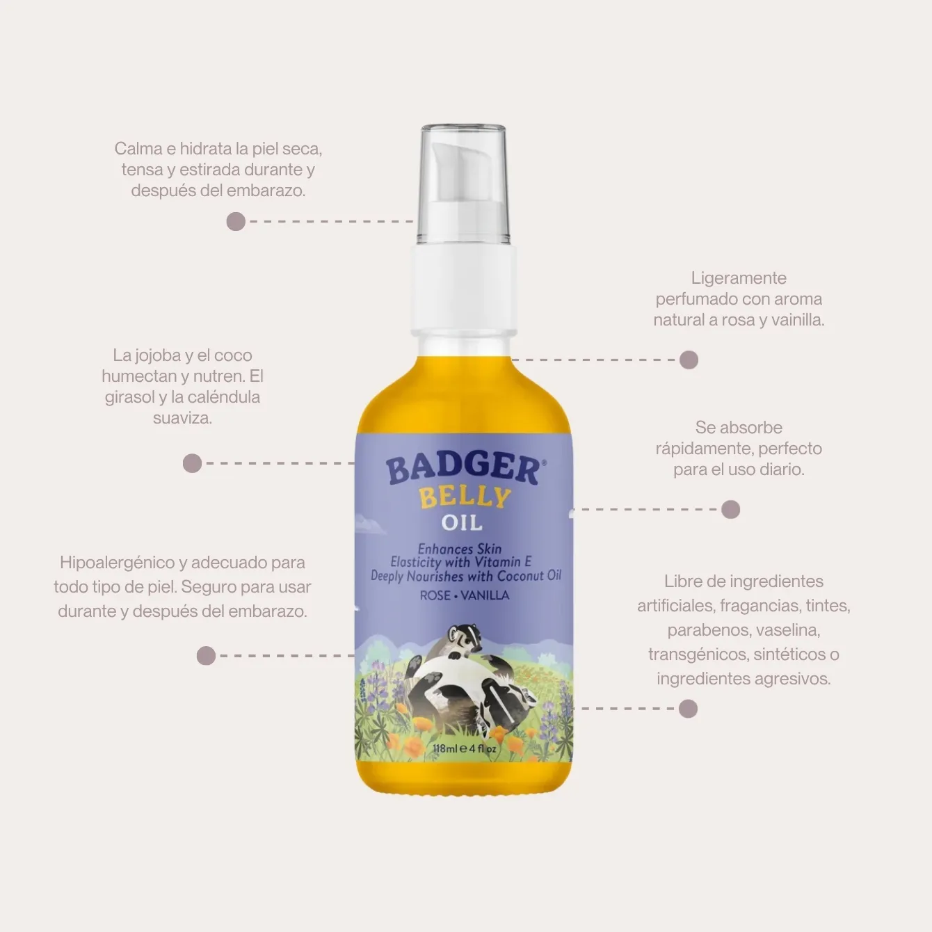Badger Aceite Anti Estrías Orgánico - Imagen 3